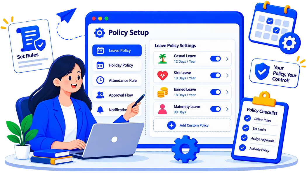 Custom leave policy setup in IHPAYROLL leave management software