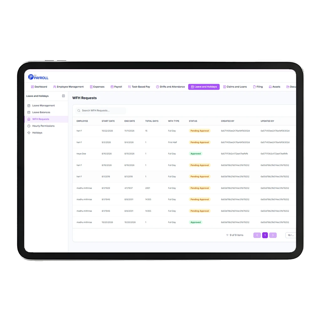 Work From Home Management