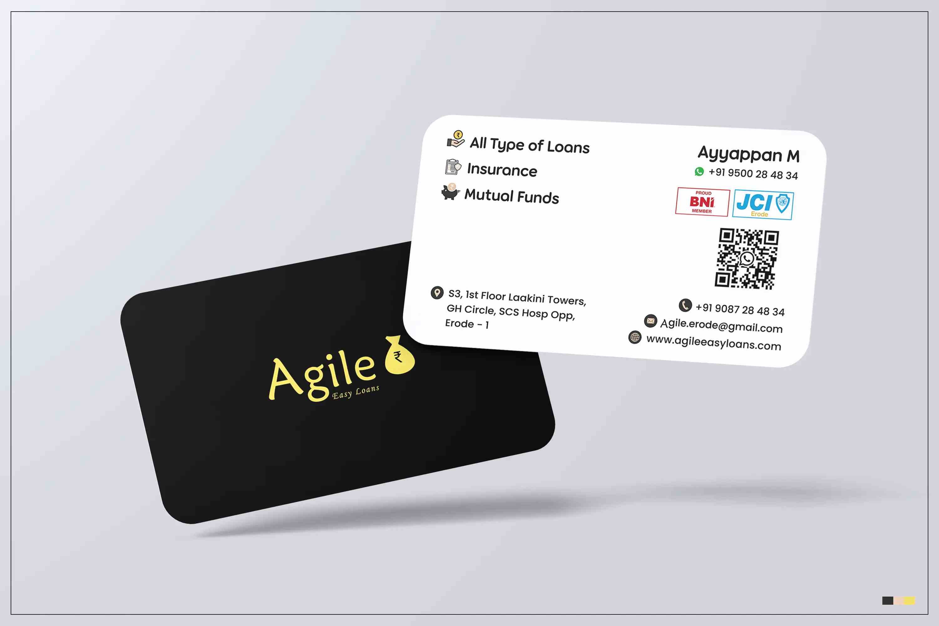 Agin Loans business card