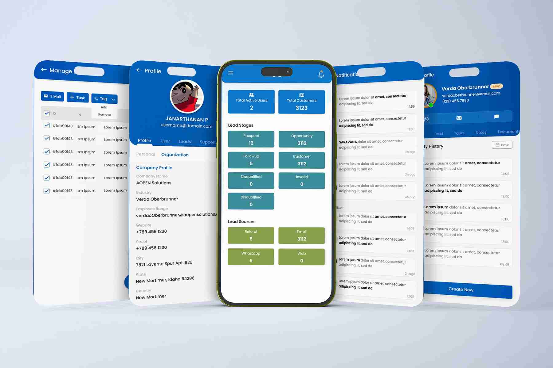 CRM mobile app UI design
