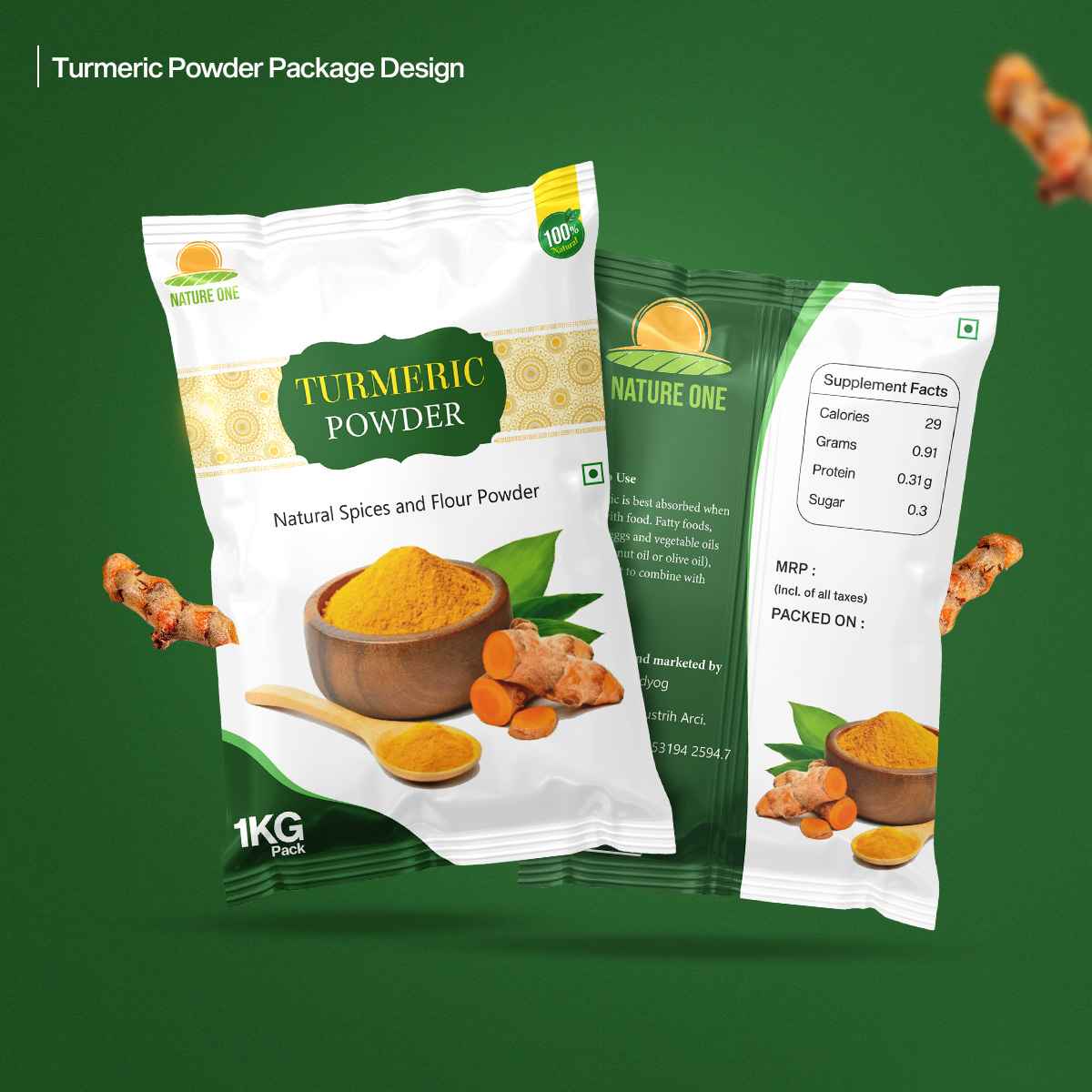 Nature One turmeric powder package design